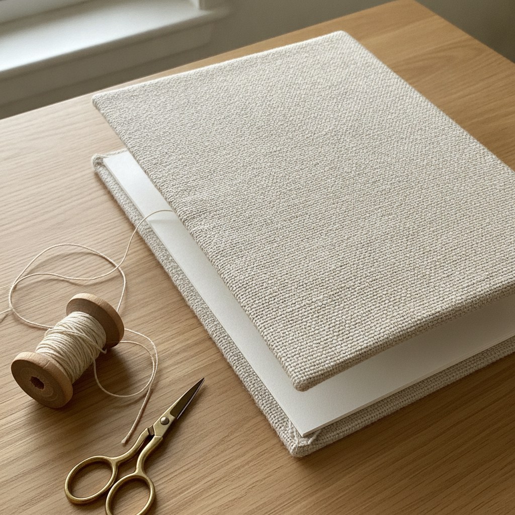 Kumaş ciltleme — keten kaplamalı el yapımı kitap